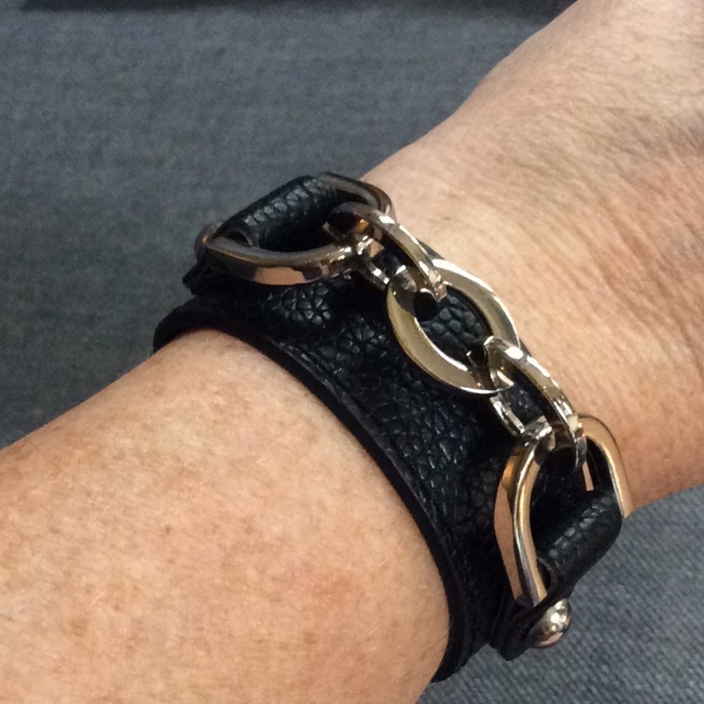 Black Pleather Biker Cuff
